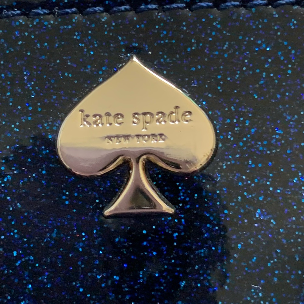 Kate Spade 2 tone metallic glitter  blue card holder - Picture 4 of 15